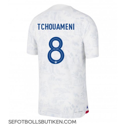 Frankrike Aurelien Tchouameni #8 Replika Borta matchkläder VM 2022 Korta ärmar